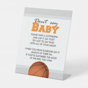 Basketball Shower Don't Say Baby Party Game Sign