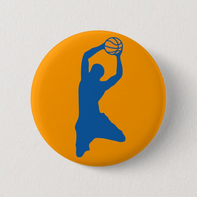 basketball silhouette 2 inch round button (Front)