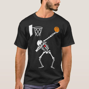 Basketball Skeleton Dabbing Halloween Funny Sports T-Shirt