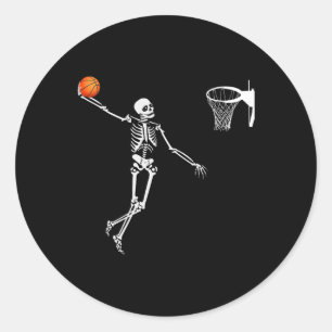Basketball Skeleton Halloween Art-Dunking Skeleto Classic Round Sticker