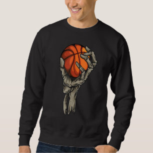 Basketball Skull And Skeleton Hand Graphic Kids Bo Sweatshirt