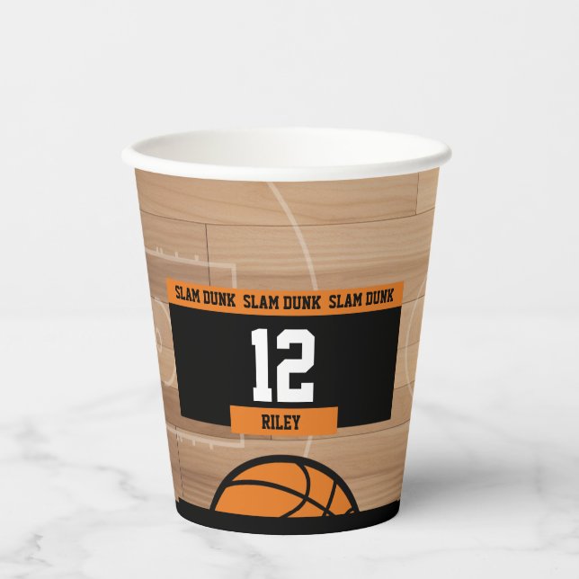 Basketball Slam Dunk Birthday Party Paper Cups (Front)