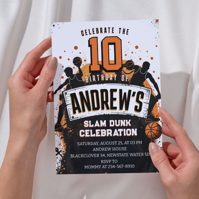 Basketball Slam Dunk Invitation de fête d'annivers (Basketball Slam Dunk Birthday Party Invitation )