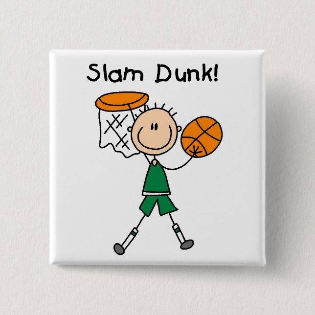 Basketball Slam Dunk T-shirts and Gifts 2 Inch Square Button (Front)
