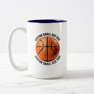 Basketball & Small Text NAVY BLUE 15oz Custom Two-Tone Coffee Mug
