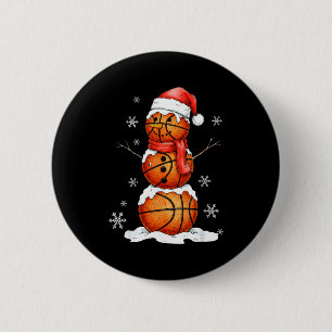 Basketball Snowman Christmas Holiday Srts Xmas Paj 2 Inch Round Button