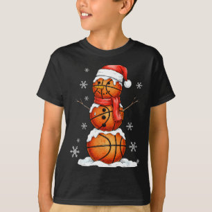 Basketball Snowman Christmas Holiday Srts Xmas Paj T-Shirt