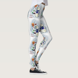 Basketball Snowman Christmas Leggings