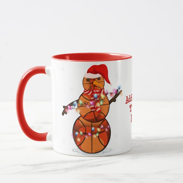 Basketball Snowman Christmas Light  Xmas Mug (Left)