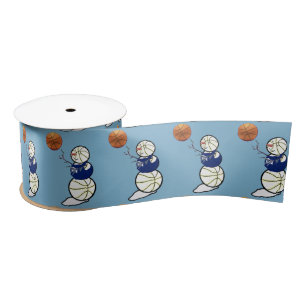 Basketball Snowman Christmas Satin Ribbon