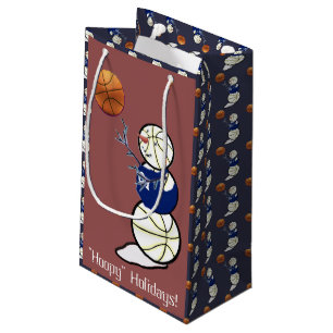 Basketball Snowman Christmas Small Gift Bag