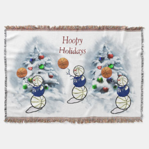 Basketball Snowman Christmas Throw Blanket