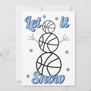 Basketball Snowman Let It Snow Flat Holiday Card
