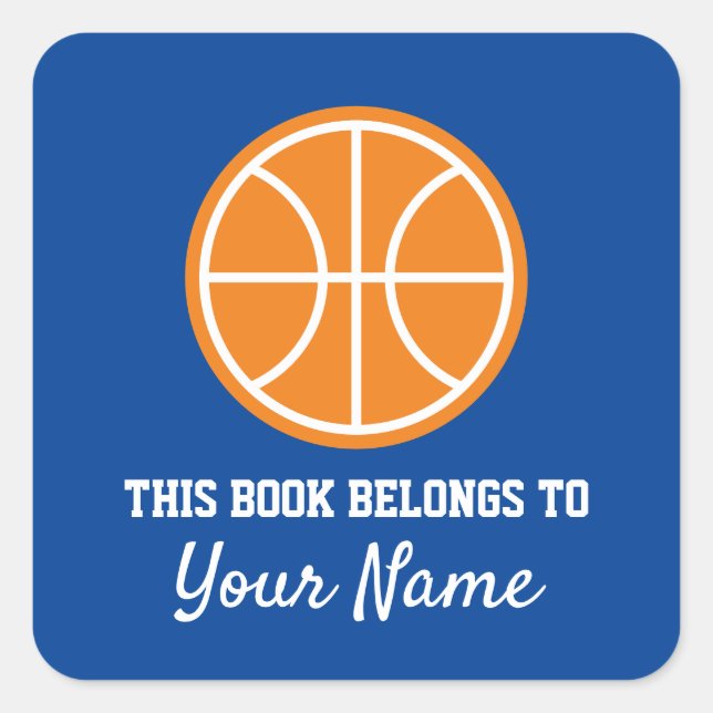 Basketball sport bookplate sticker for school book (Front)
