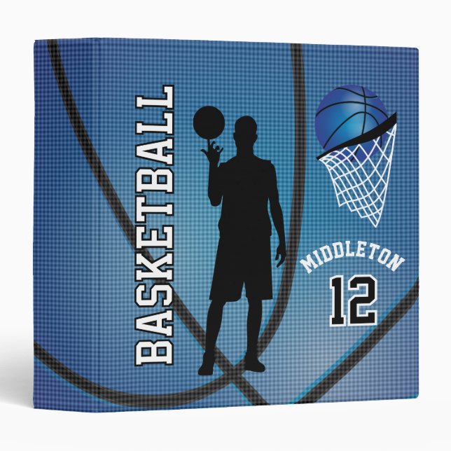 Basketball Sport  | DIY Name and Number - DarkBlue Binder (Front/Spine)