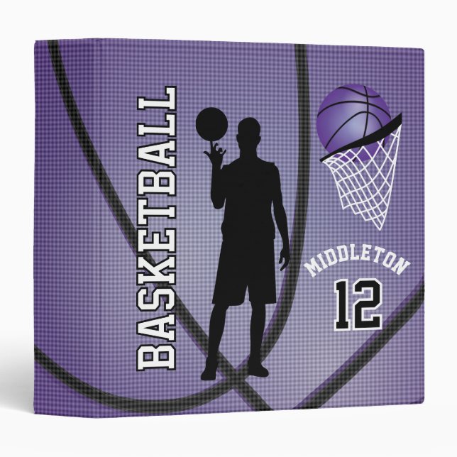 Basketball Sport  | DIY Name and Number - Purple Binder (Front/Spine)