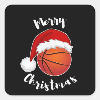 Basketball Sport fans Santa hat Christmas Xmas Square Sticker