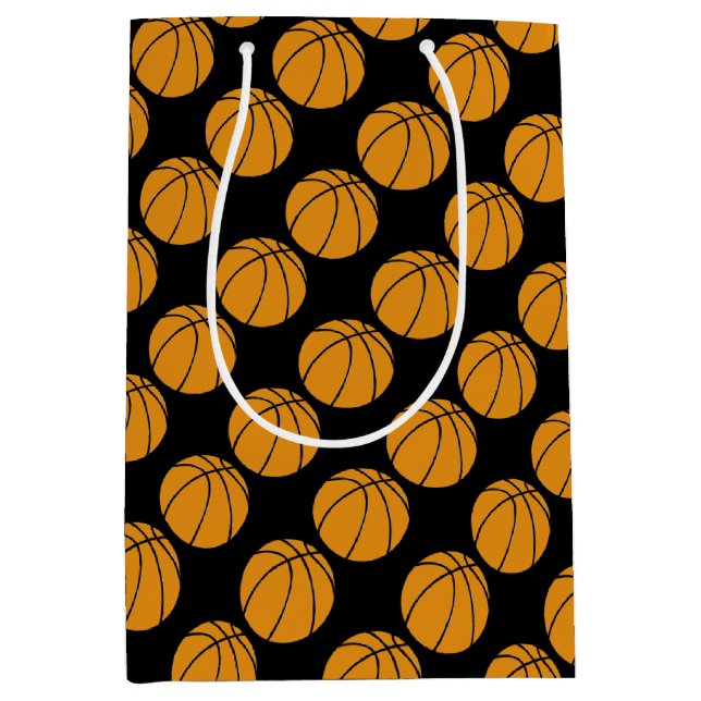 Basketball Sport on Black Background Medium Gift Bag (Front)