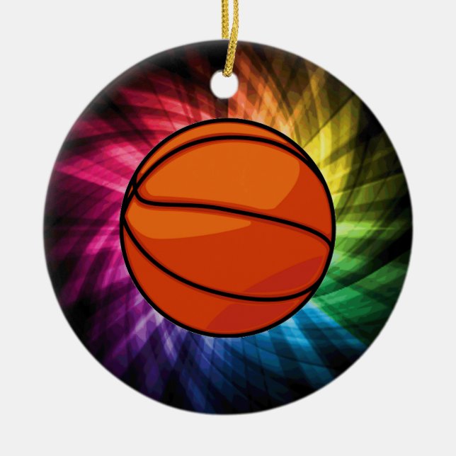 Basketball; Sport; rainbow Ceramic Ornament (Front)