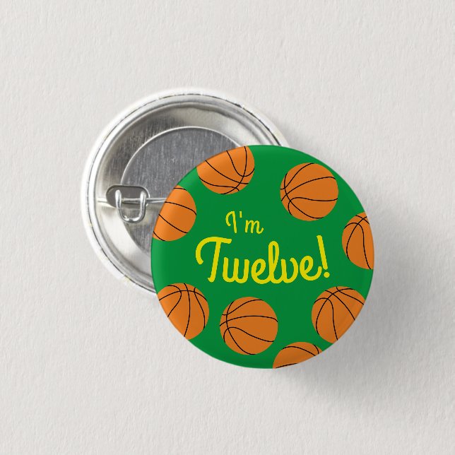 Basketball Sports Birthday Party 1 Inch Round Button (Front & Back)