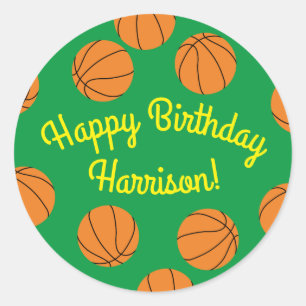 Basketball Sports Birthday Party Classic Round Sticker