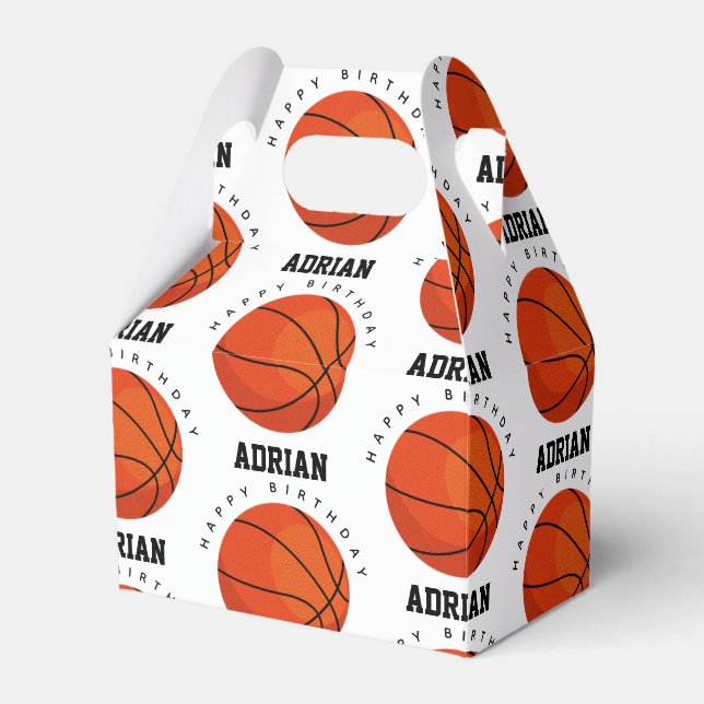 Basketball Sports Birthday Party Personalized Name Favor Box (Front Side)