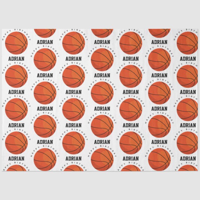 Basketball Sports Birthday Party Personalized Name Tissue Paper (Front)