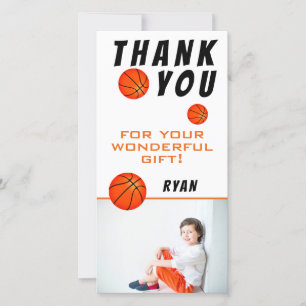 Basketball Sports Birthday Photo Thank You Card