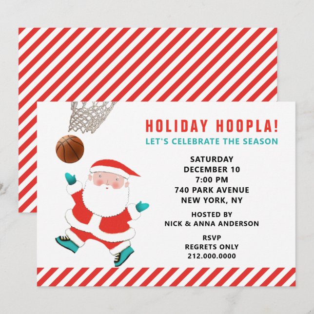 Basketball Sports Holiday Party Invitation (Front/Back)