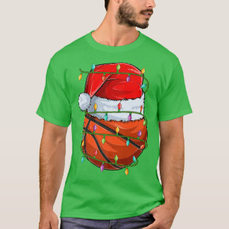 Basketball Sports Lover Xmas Lights Basketball Chr T-Shirt