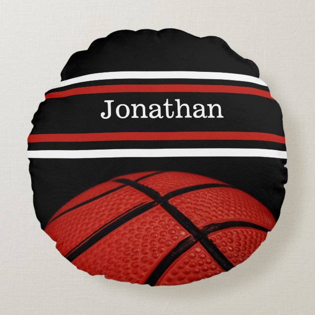 Basketball  Sports Name, Player Coach Teammate Round Pillow (Front)
