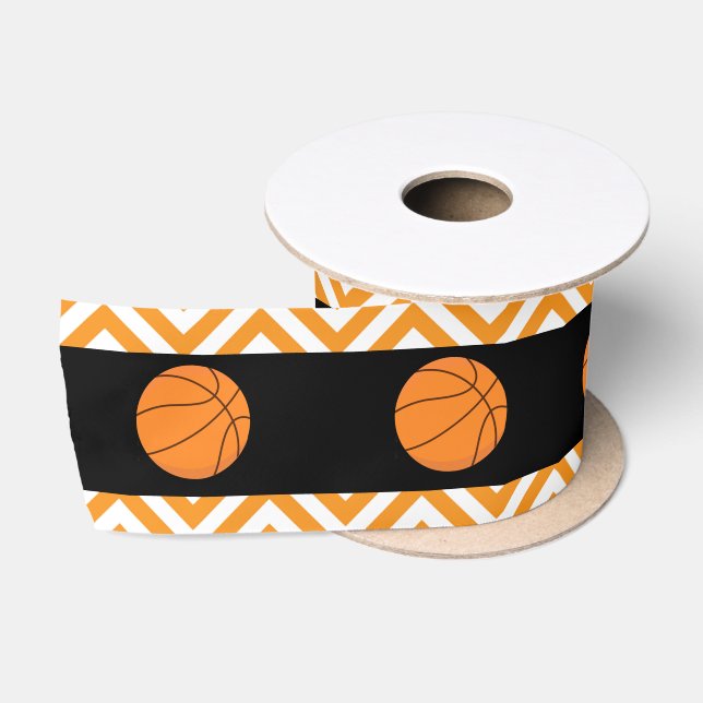 Basketball Sports Orange Birthday Satin Ribbon (Spool)