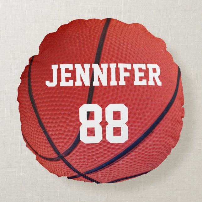 Basketball Sports Team custom name number Round Pillow (Front)