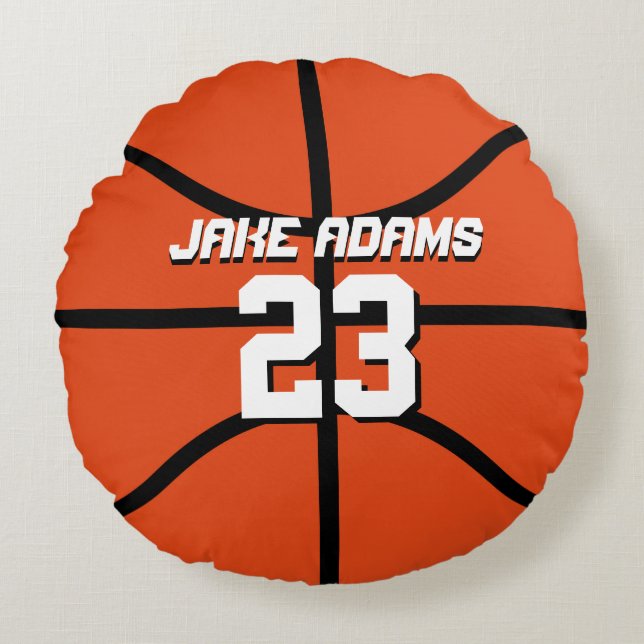 Basketball Sports Team Personalized Round Pillow (Front)