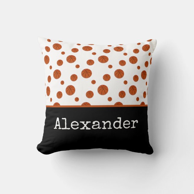 Basketball Sports Team Personalized Throw Pillow (Front)