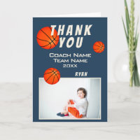Basketball Sports Thank you Coach Card