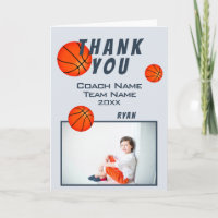 Basketball Sports Thank you Coach Photo Card