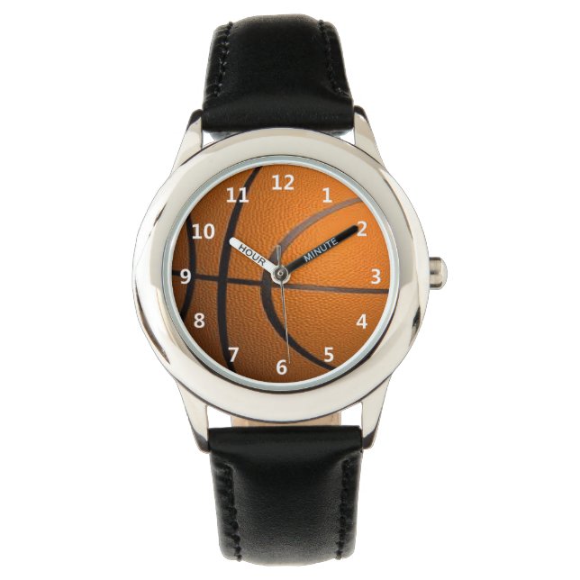 Basketball  Sports Wrist Watch with White Numbers (Front)