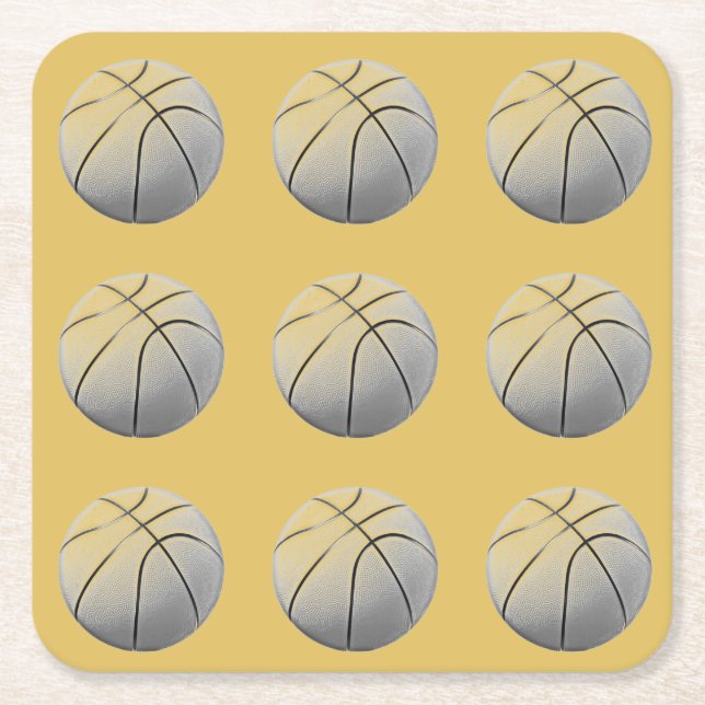 Basketball Square Paper Coaster (Front)
