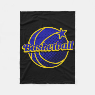 Basketball Star Blue And Yellow  Fleece Blanket