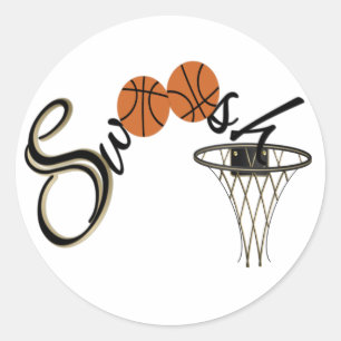 Basketball Swoosh Classic Round Sticker