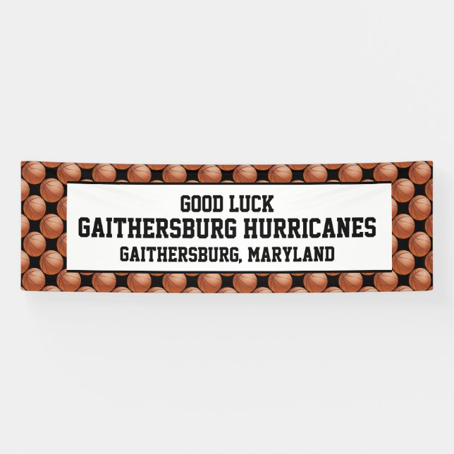 Basketball Team Banner 3 Lines of Custom Text (Horizontal)