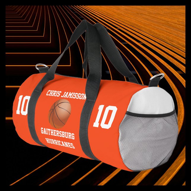 Basketball Team Coach Player Orange Personalize Duffle Bag (Creator Uploaded)