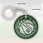 Basketball Team Event Celebration Sports Player Keychain<br><div class="desc">Introducing our Basketball Event Celebration Sports Player Acrylic Keychain, the perfect accessory to commemorate your love for basketball! It comes in vibrant silver glittery colour and deep green background with minimalist design, ensuring that it stands out and makes a statement wherever you go. With its high-quality construction and eye-catching design,...</div>