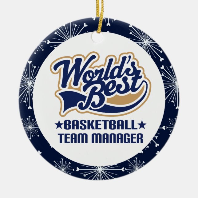 Basketball Team Manager Ceramic Ornament (Front)