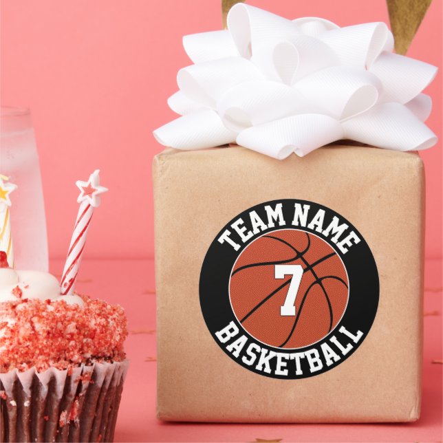Basketball Team Name and Player Number Custom Classic Round Sticker (Party)