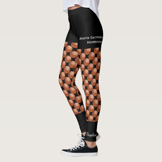 Basketball Team, Name, Fake Black Shorts Leggings (Left)