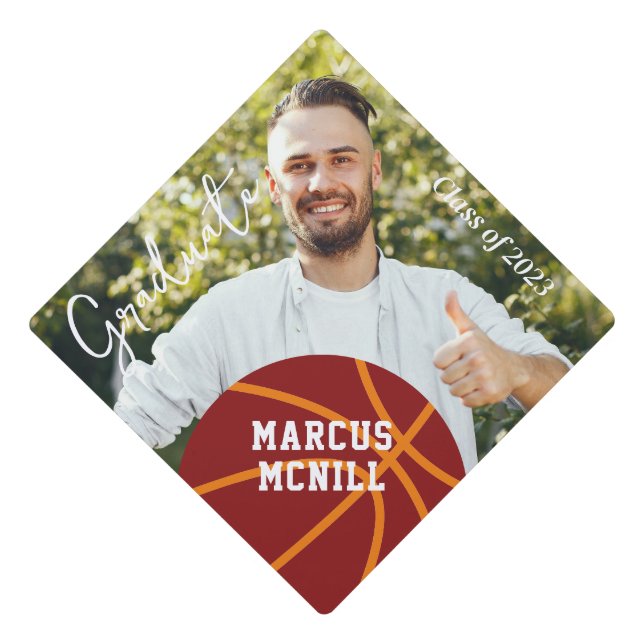 Basketball Team & Player Name Graduation Cap Topper (Front)