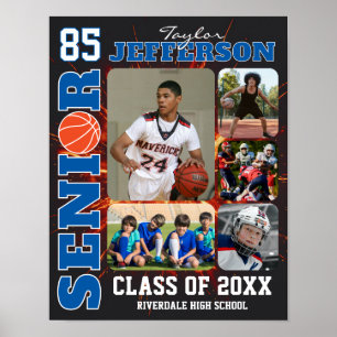 Basketball Team Player Photo Collage Senior Night Poster