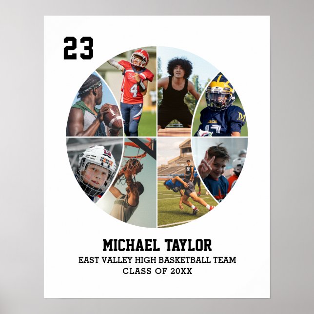 Basketball Team Senior Graduation Photo Collage Poster (Front)